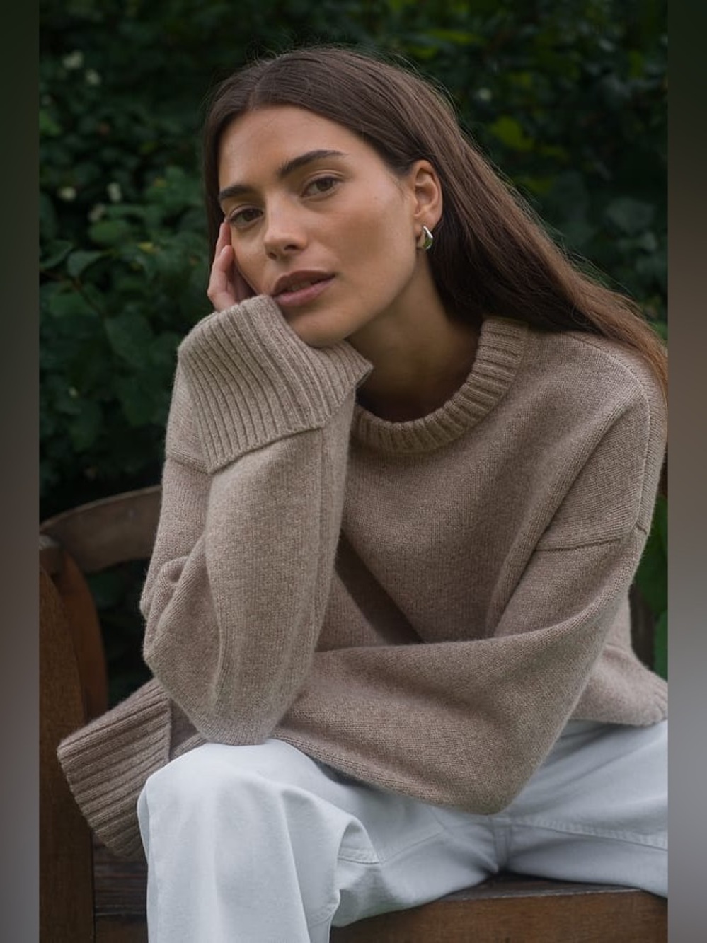 NA-KD Wool Folded Sleeve Crewneck Sweater